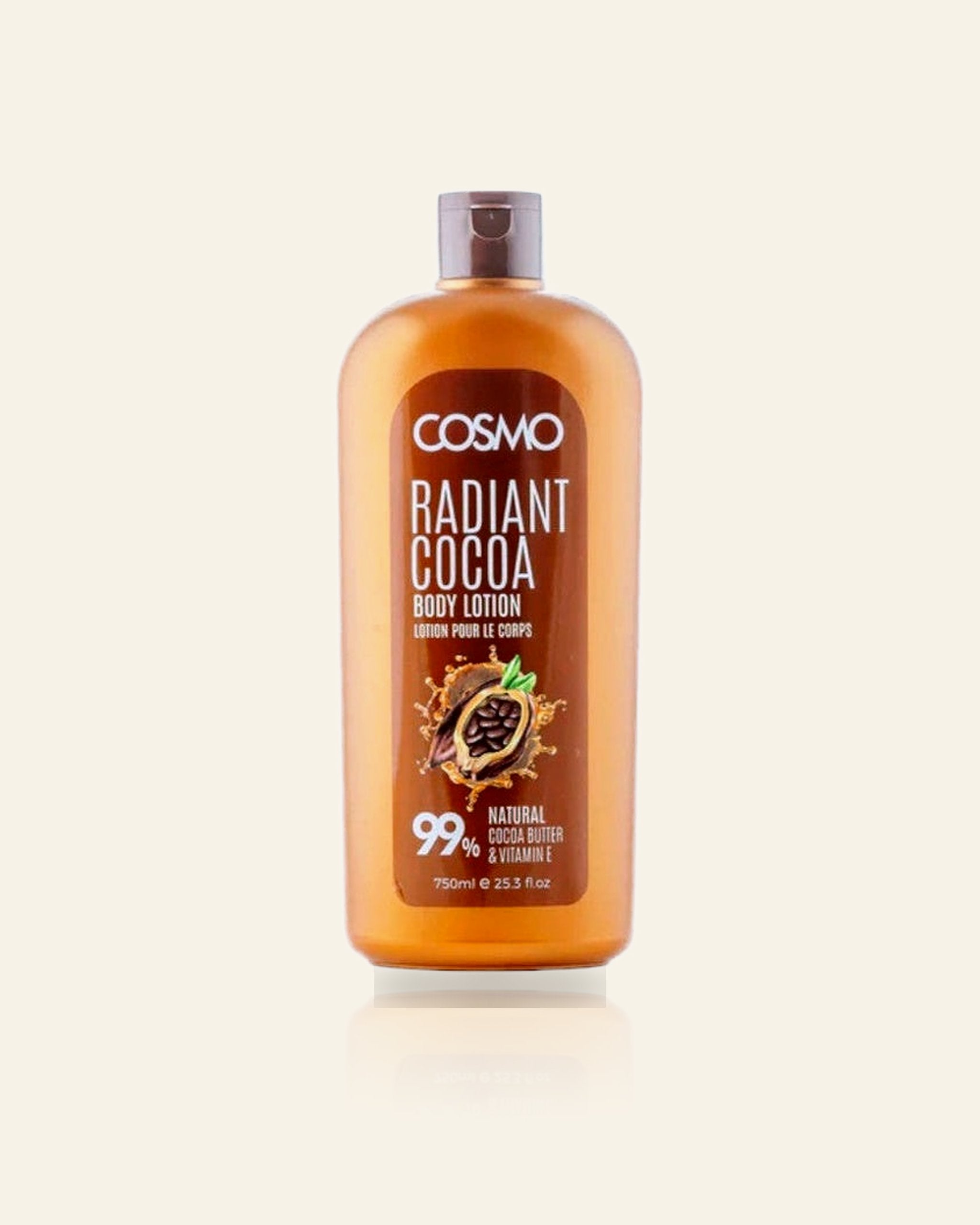 Radiant Cacao Bodylotion 99% Natuurlijk – Intensieve Hydratatie (750ml)