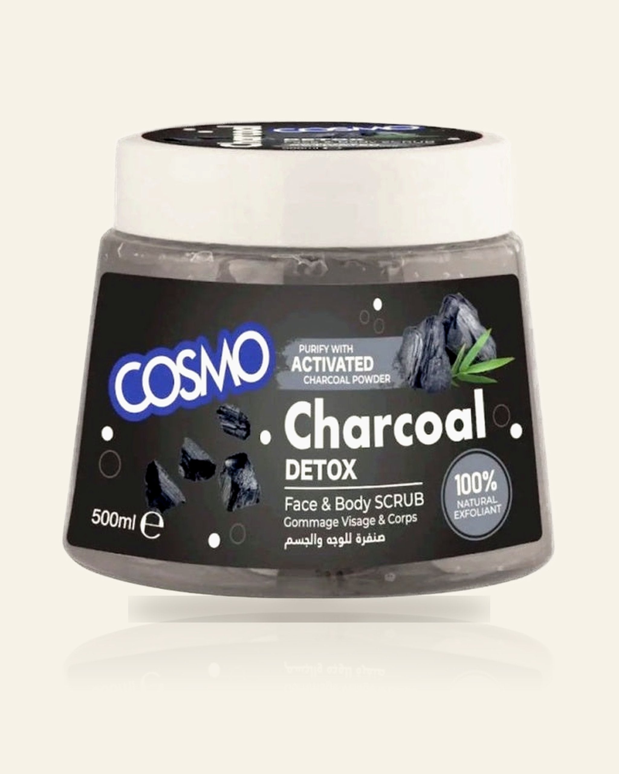Gezichts- & Lichaamsscrub Houtskool 500ML – Detox & Diepreinigend