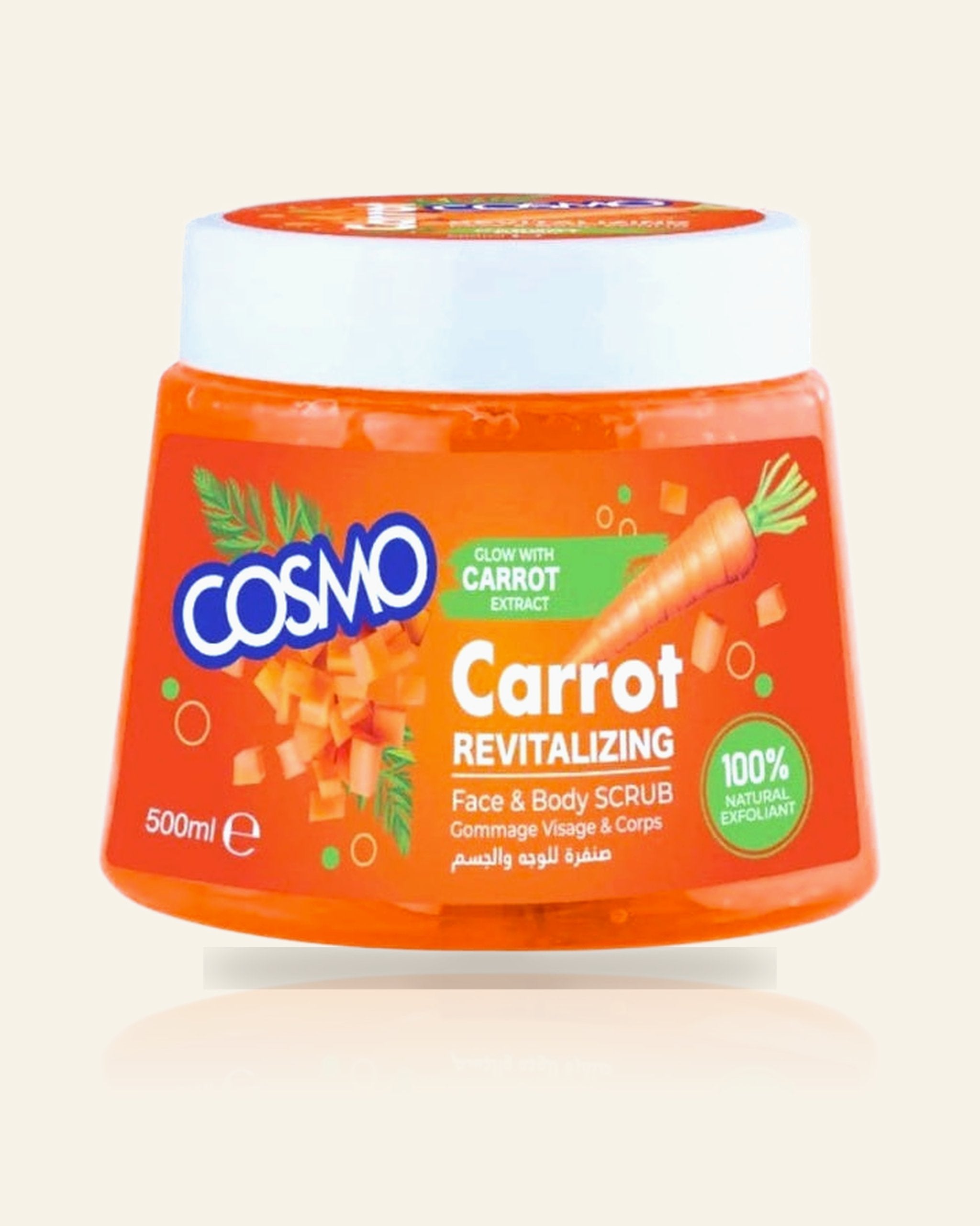 Wortel Gezichts- en Lichaamsscrub 500ML – Verhelderend & Voedend