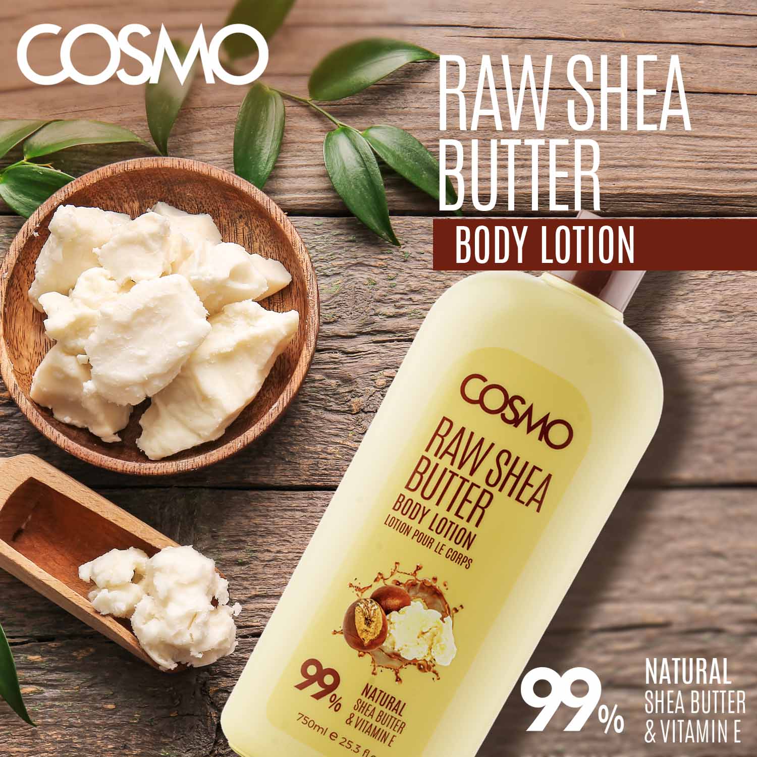 Shea Butter Bodylotion – 99% Natuurlijk & Intens Voedend 750ML