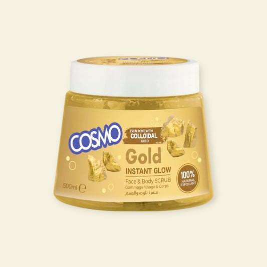 Gezichts- & Lichaamsscrub Goud 500ML – Instant Glow & Egalere Huid