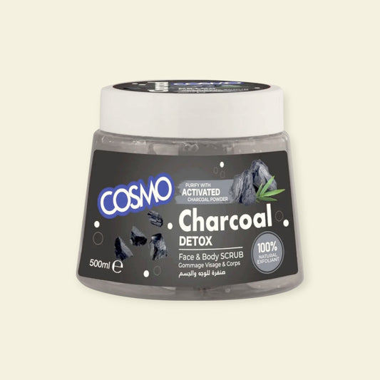 Gezichts- & Lichaamsscrub Houtskool 500ML – Detox & Diepreinigend